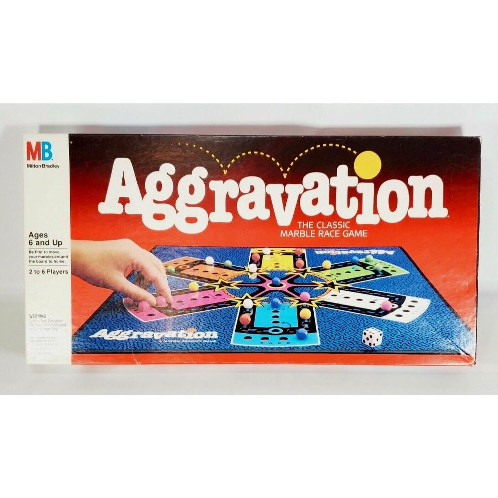 Vintage 1989 Aggravation Classic Marble Race Board Game Milton Bradley COMPLETE